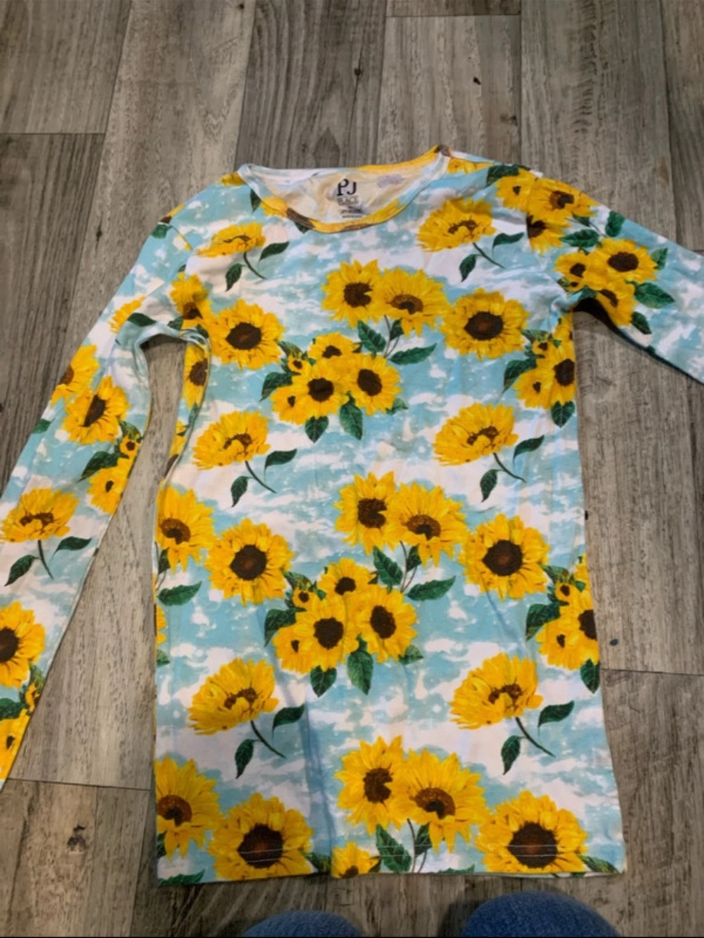 The Children's Place Yellow Sunflower Long Sleeve Top on Light Blue